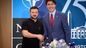 Президент Володимир Зеленський та прем'єр Канади Джастін Трюдо на саміті НАТО Фото: Офіс президента України